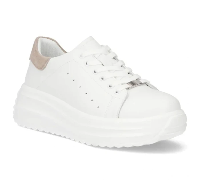 Dámské kožené polobotky na platformě bílé model 21960298 - FILIPPO