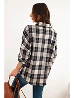 Dámská oversized kostkovaná košile s kapsami černá