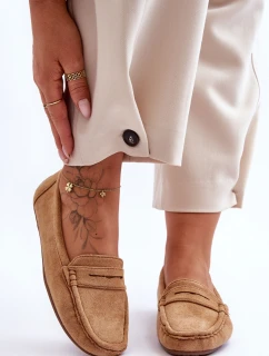 Damskie Zamszowe Mokasyny Camel Lenvie