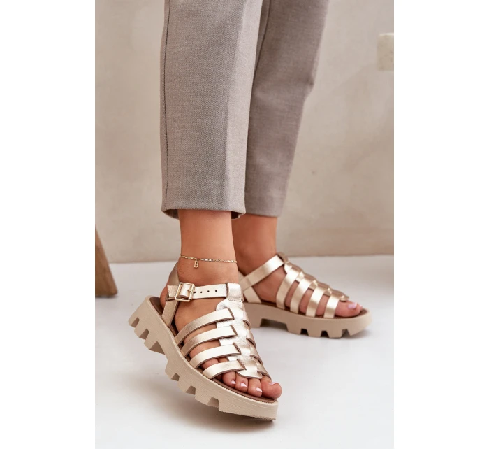 Kožené dámské sandály Zazoo model 21682184 zlaté - Boto