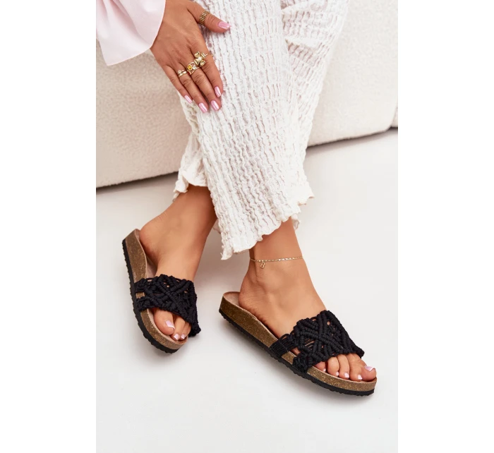 Klapki Damskie Na Korkowej Platformie Czarne Timaxrre