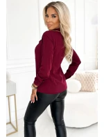 Dámska blúzka s viazaním 140-23 bordová - Numoco Dámska blúzka s viazaním 140-23 bordová - Numoco