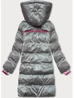 Dámska zimná bunda s farebnými vložkami sivá (CAN-594)