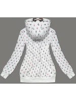 Biela teplá mikina bez zipsu so vzorom kotvy (2307)