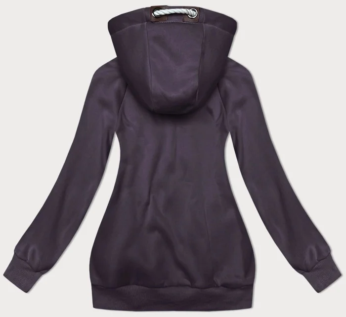Tmavo fialová jednofarebná dámska mikina na zips (2311) Tmavo fialová jednofarebná dámska mikina na zips (2311)