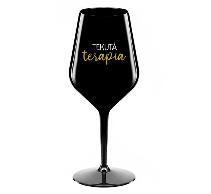 TEKUTÁ TERAPIA - čierny nerozbitný pohár na víno 470 ml