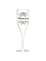 Personalizovaná biela nerozbitná pohár na prosecco s folklórnym vzorom Personalizovaná biela nerozbitná pohár na prosecco s folklórnym vzorom
