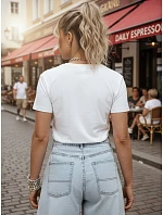 Dámske bavlnené tričko s potlačou, biele, FashionStreet NX8005RY