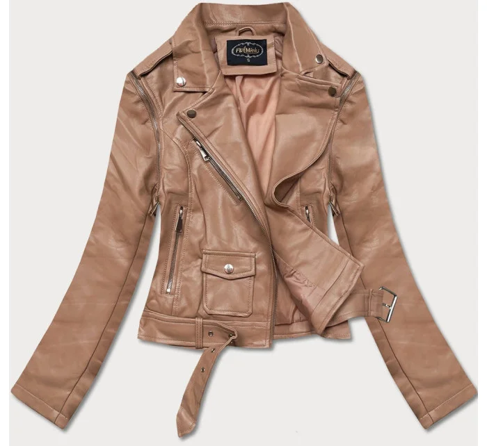 Svetlo hnedá bunda ramoneska - vesta z eko kože (FL202050)