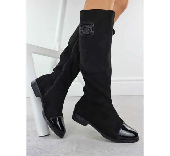 Dámske čierne semišové lakované čižmy M.Daszynski MR2251-19