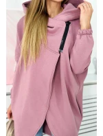 Krátka mikina na zips tmavoružová