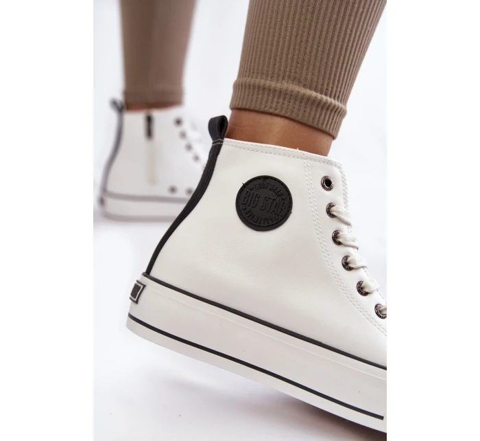 Dámské vysoké zateplené tenisky Big Star model 21599947 Bíle - Big Star Shoes Dámské vysoké zateplené tenisky Big Star model 21599947 Bíle - Big Star Shoes