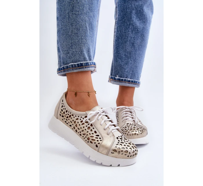 Kožené Polobotky Na Platformě Bežové model 21646202 - Zazoo