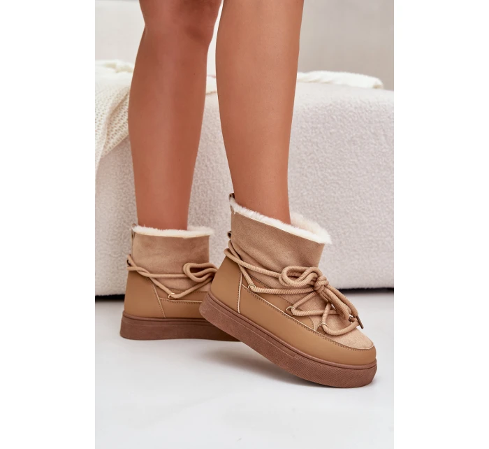 Śniegowce Damskie Na Platformie Ocieplane Futerkiem Camel Aziara Śniegowce Damskie Na Platformie Ocieplane Futerkiem Camel Aziara