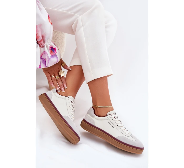 Skórzane Damskie Sneakersy Daniel Lopez Just Dare SS2D4008 Biało-Szare