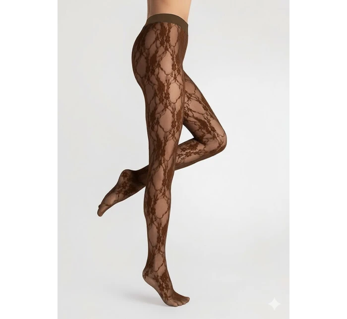 Dámske pančuchy Donatella I 5000 Black Pattern - Fiore