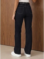 Jeansy damskie fit z paskiem granatowe model 22394661 - FashionStreet Jeansy damskie fit z paskiem granatowe model 22394661 - FashionStreet