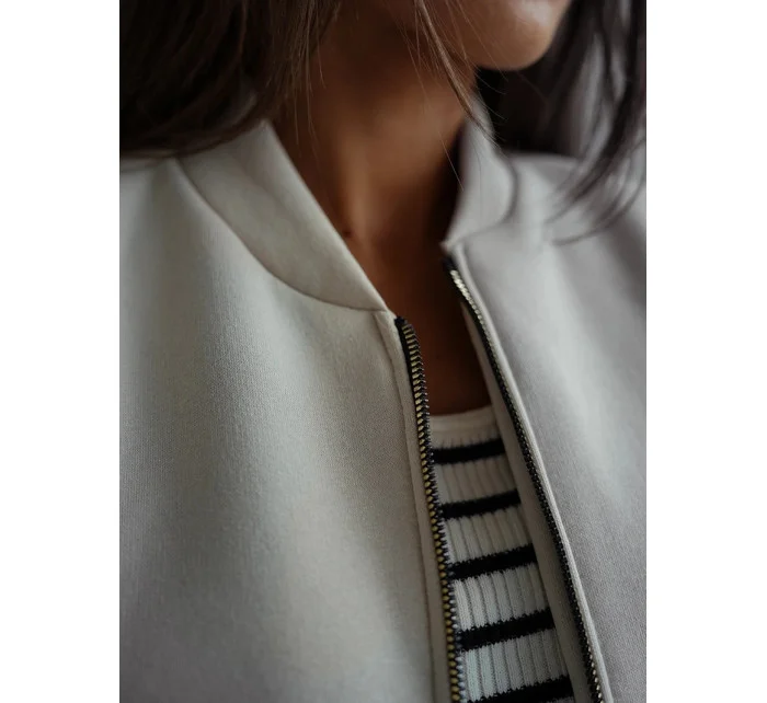 Béžová dámská zateplená mikina typu bomber model 20905710 - Moon Béžová dámská zateplená mikina typu bomber model 20905710 - Moon