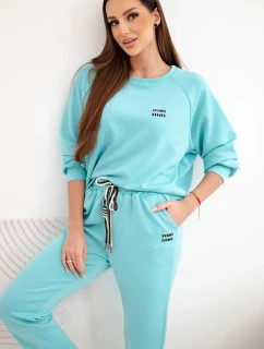 Dámska súprava z viskózy s mikinou a nohavicami butter tyrkysová