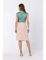 S343 Sukňa áčkového strihu so zavinovacími detailmi - béžová