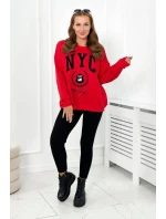 Bavlnená súprava, zateplená mikina + legíny červený