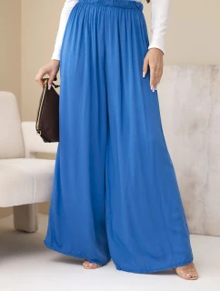 Dámske viskózové nohavice so širokými nohavicami a elastickým pásom v sivej farbe