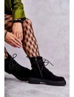 Damskie Zamszowe Botki Wiązane Czarne Afra Damskie Zamszowe Botki Wiązane Czarne Afra