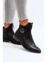 Damskie Botki Na Płaskim Obcasie Z Zamkiem Czarne Loratie Damskie Botki Na Płaskim Obcasie Z Zamkiem Czarne Loratie