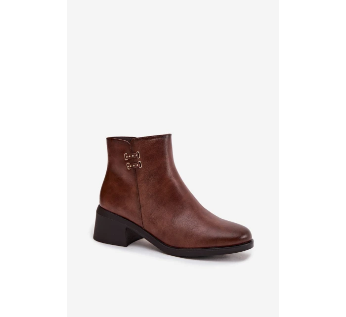 dámské kotníčkové boty na klínku hnědé model 21711943 - EVENTO