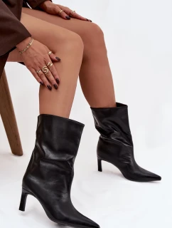 Vklouzněte dámské kotníkové boty na jehlovém podpatku z ekokůže černé Norell