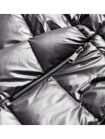 Dámska obojstranná bunda v metalickej sivej farbe (b8070-70)