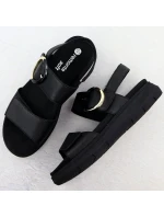 Dámske kožené sandále na platforme čierne Remonte D2K50-00