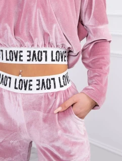 Velúrová súprava s kapucňou v ružovej farbe