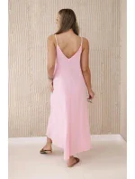 Mušelínové šaty na ramínka světle růžová