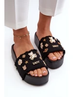 Dámské žabky na platformě s přezkami Černé
