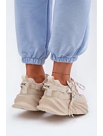 Kožené dámské tenisky model 22095164 Béžové - Goe