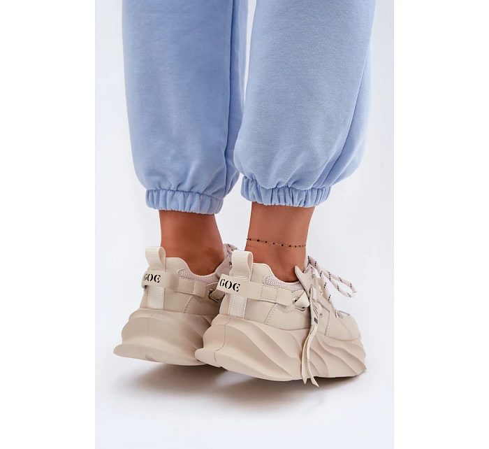 Kožené dámské tenisky model 22095164 Béžové - Goe