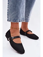 Textilní baleríny s páskem a přezkou Jelisa