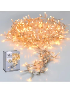 VIANOČNÝ STROMČEK SVETELNÁ REŤAZ 120 VIEDLA TEPLÁ BIELA PRIEHĽADNÝ DRÔT