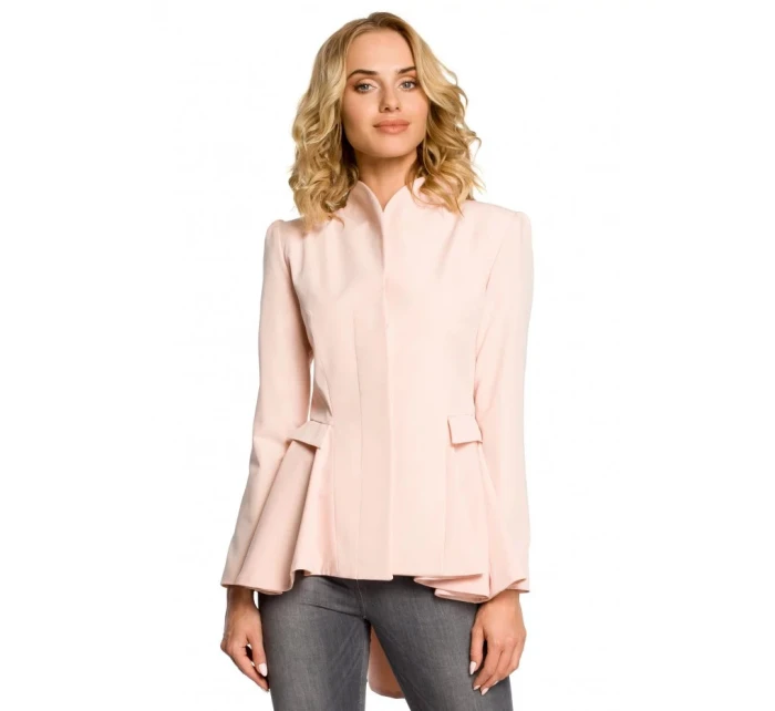 Asymetrický frak s golierom a zapínaním na gombíky M165 - čierny - Moe