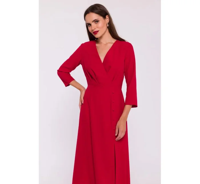 Šaty s vysokým rozparkom S385 červená - Moe Šaty s vysokým rozparkom S385 červená - Moe