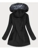 Čierno-šedá nepremokavá dámska bunda parka (m-923)
