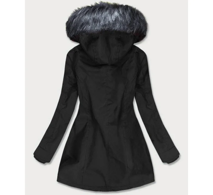 Čierno-šedá nepremokavá dámska bunda parka (m-923)