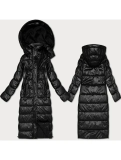 Černá dlouhá prošívaná bunda pro přechodné období s kapucí model 21439608 - HONEY WINTER