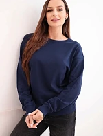 Dámska základná bavlnená mikina s okrúhlym výstrihom modrá