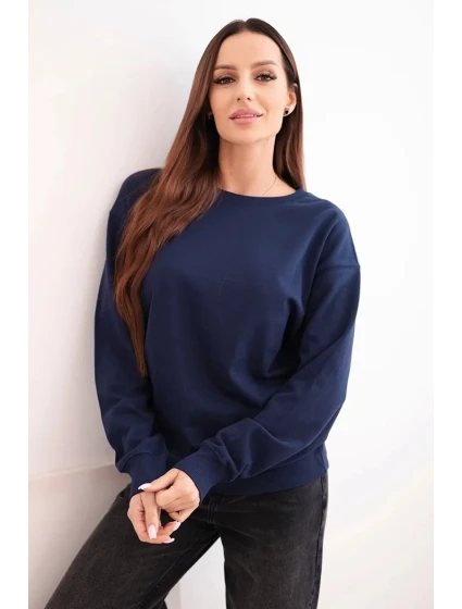 Dámska základná bavlnená mikina s okrúhlym výstrihom modrá Dámska základná bavlnená mikina s okrúhlym výstrihom modrá