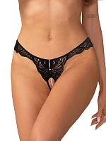 Dámske tangá Trinise Crotchless Black - Obsessive