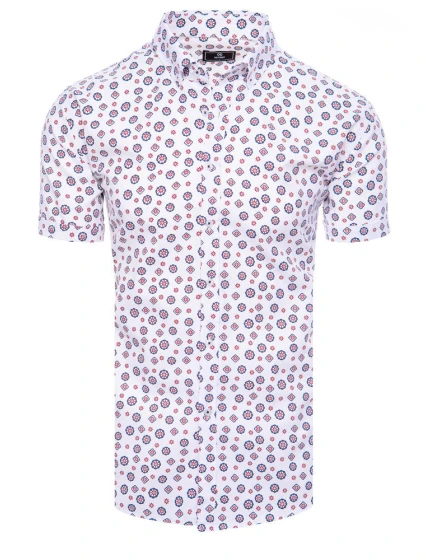 Pánske biele tričko s krátkym rukávom FashionStreet KX1021 Pánske biele tričko s krátkym rukávom FashionStreet KX1021