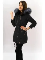 Čierno-šedá nepremokavá dámska bunda parka (m-923)