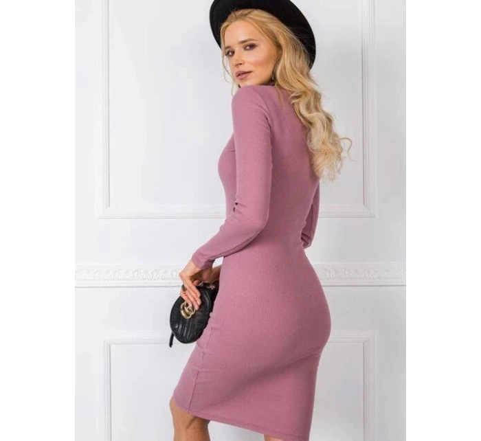 Rue Paris špinavoružové pruhované šaty s rolákom (5133-35)